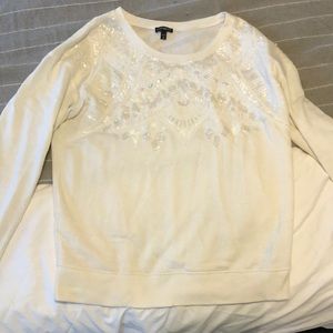 Express white sequin sweat shirt